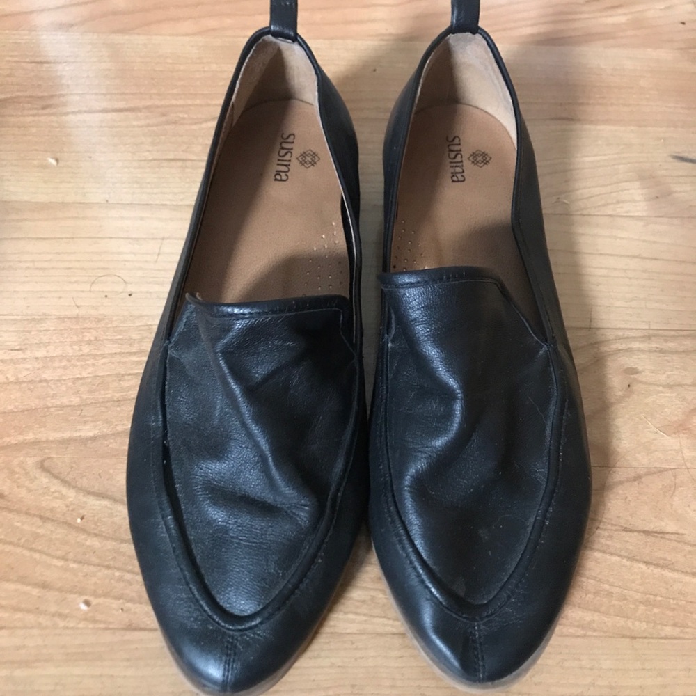 Susina black leather loafers